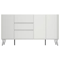 SIDEBOARD Posseik Industrial 177/93,6/42 cm 3 Schublade(n)  - Weiß Hochglanz/Eichefarben, Design, Holzwerkstoff/Metall (177/93,6/42cm) - P & B