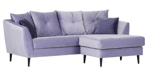 ECKSOFA Lila, Flieder Samt Zierkissen, Rückenkissen, Rücken echt  - Lila/Flieder, KONVENTIONELL, Holz/Textil (210/156cm) - Carryhome