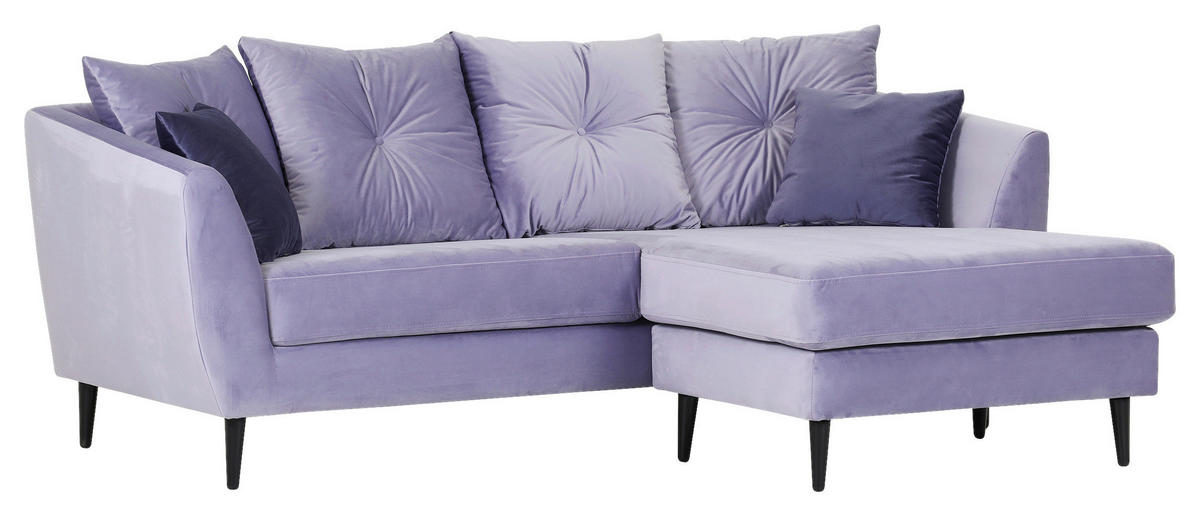 ECKSOFA Lila, Flieder Samt  - Lila/Flieder, KONVENTIONELL, Holz/Textil (210/156cm) - Carryhome