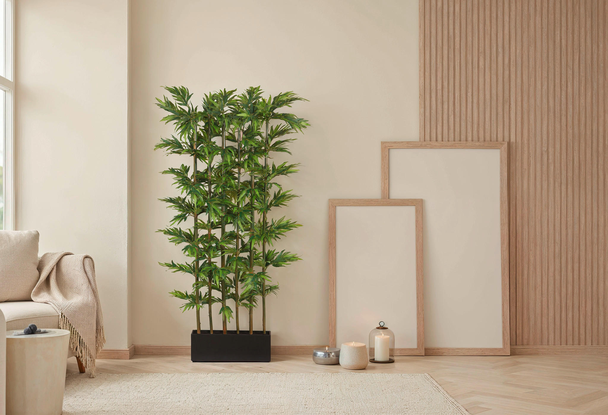KUNSTPFLANZE Bambus 165 cm  - Schwarz/Grün, Design, Holz/Kunststoff (165cm) - P & B