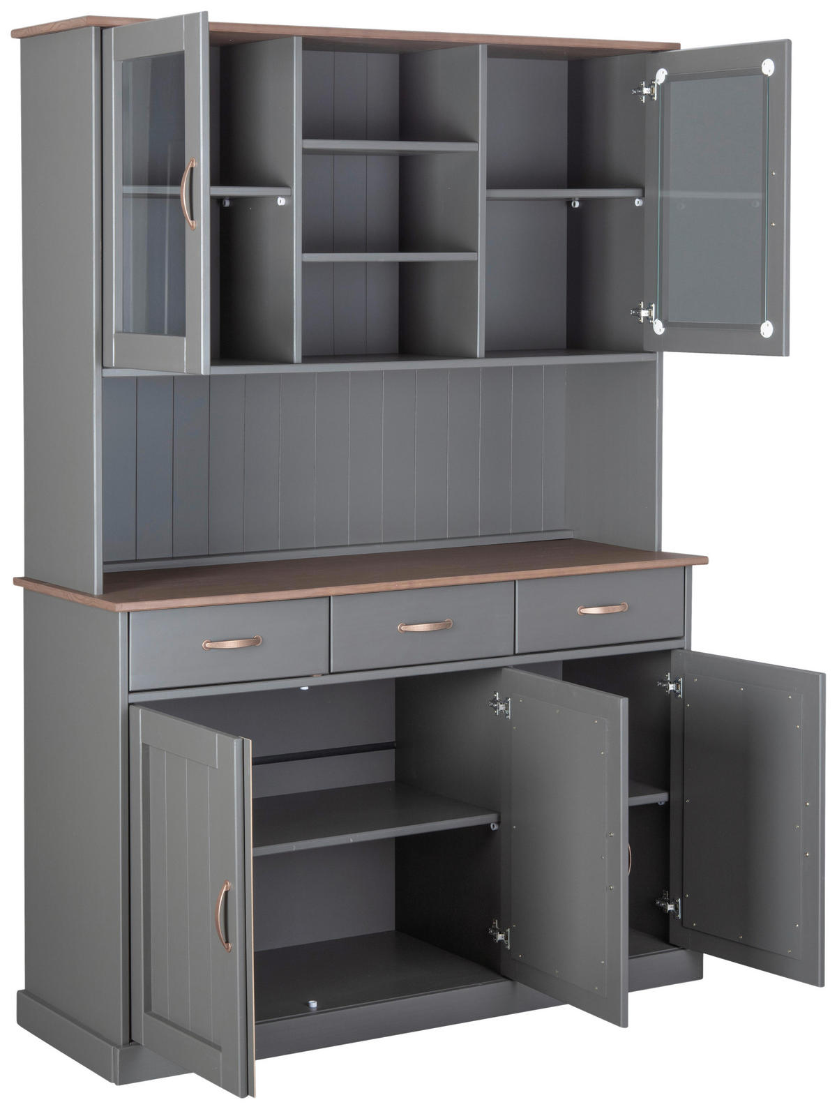 BIFE 131/190/45 cm   - siva/bakrenaste boje, Konvencionalno, staklo/drvo (131/190/45cm) - MID.YOU