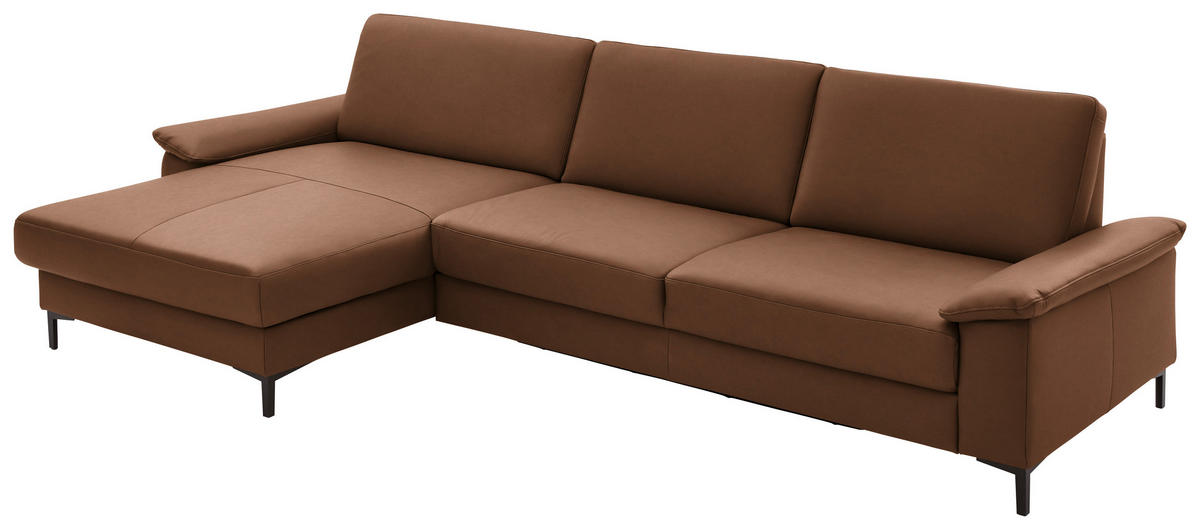 ECKSOFA in Echtleder Braun  - Schwarz/Braun, Design, Leder/Metall (176/334cm) - Dieter Knoll