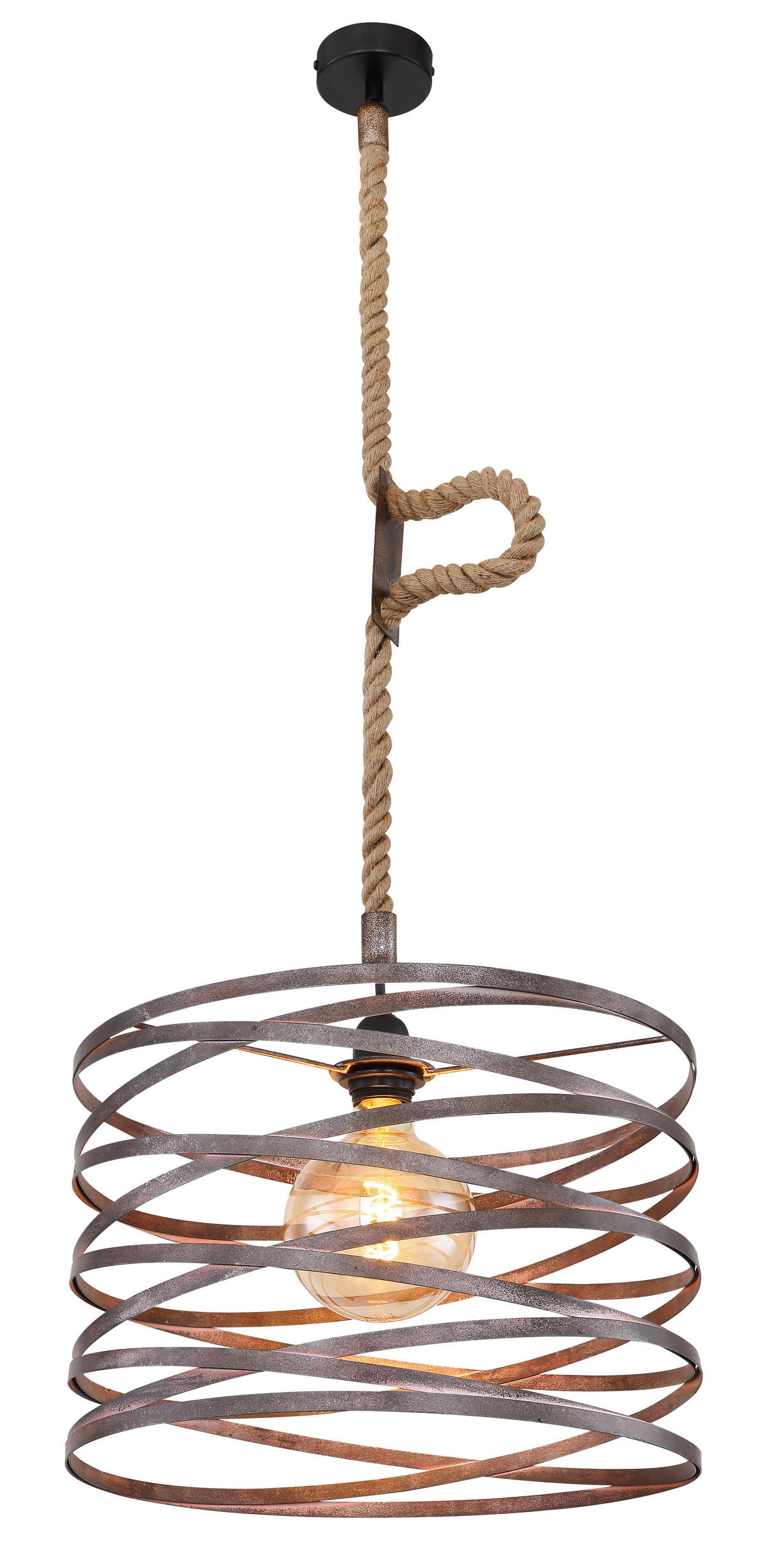 HÄNGELEUCHTE 40/119 cm   - Rostfarben/Schwarz, Basics, Naturmaterialien/Metall (40/119cm) - Globo
