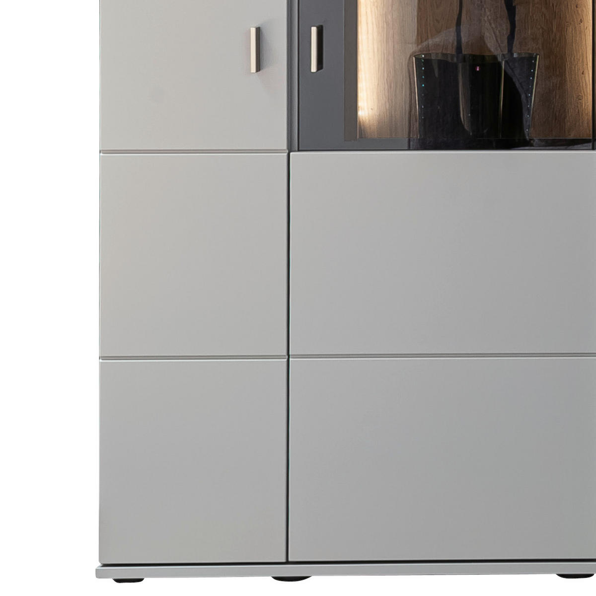 WOHNWAND  in Grau, Eichefarben 326/207/50 cm  - Eichefarben/Schwarz, Design, Glas/Holzwerkstoff (326/207/50cm) - MID.YOU