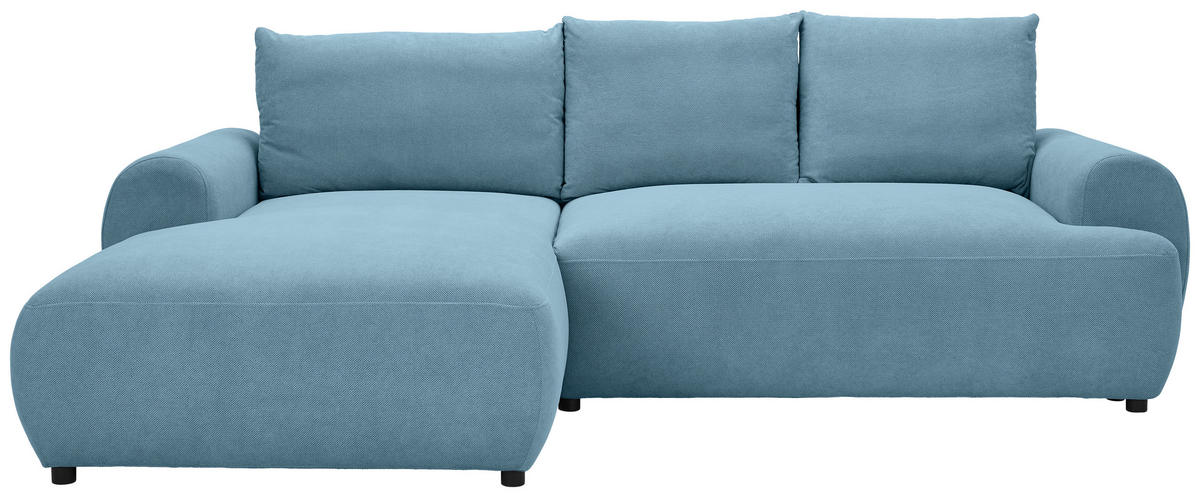 ECKSOFA in Webstoff Blau  - Blau/Schwarz, Modern, Kunststoff/Textil (175/265cm) - MID.YOU