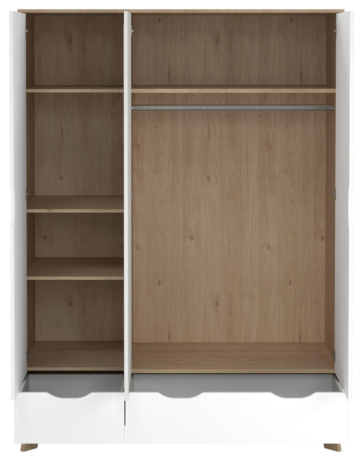 KLEIDERSCHRANK 147,2/192,2/58 cm 3-türig Weiß, Eichefarben  - Eichefarben/Weiß, MODERN, Holzwerkstoff (147,2/192,2/58cm) - MID.YOU