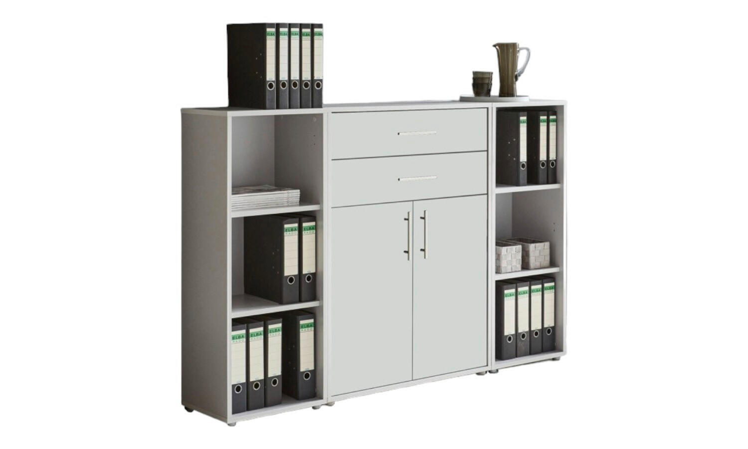AKTENSCHRANK Grau, Weiß  - Weiß/Grau, MODERN, Holzwerkstoff (172,6/113,6/33cm) - MID.YOU
