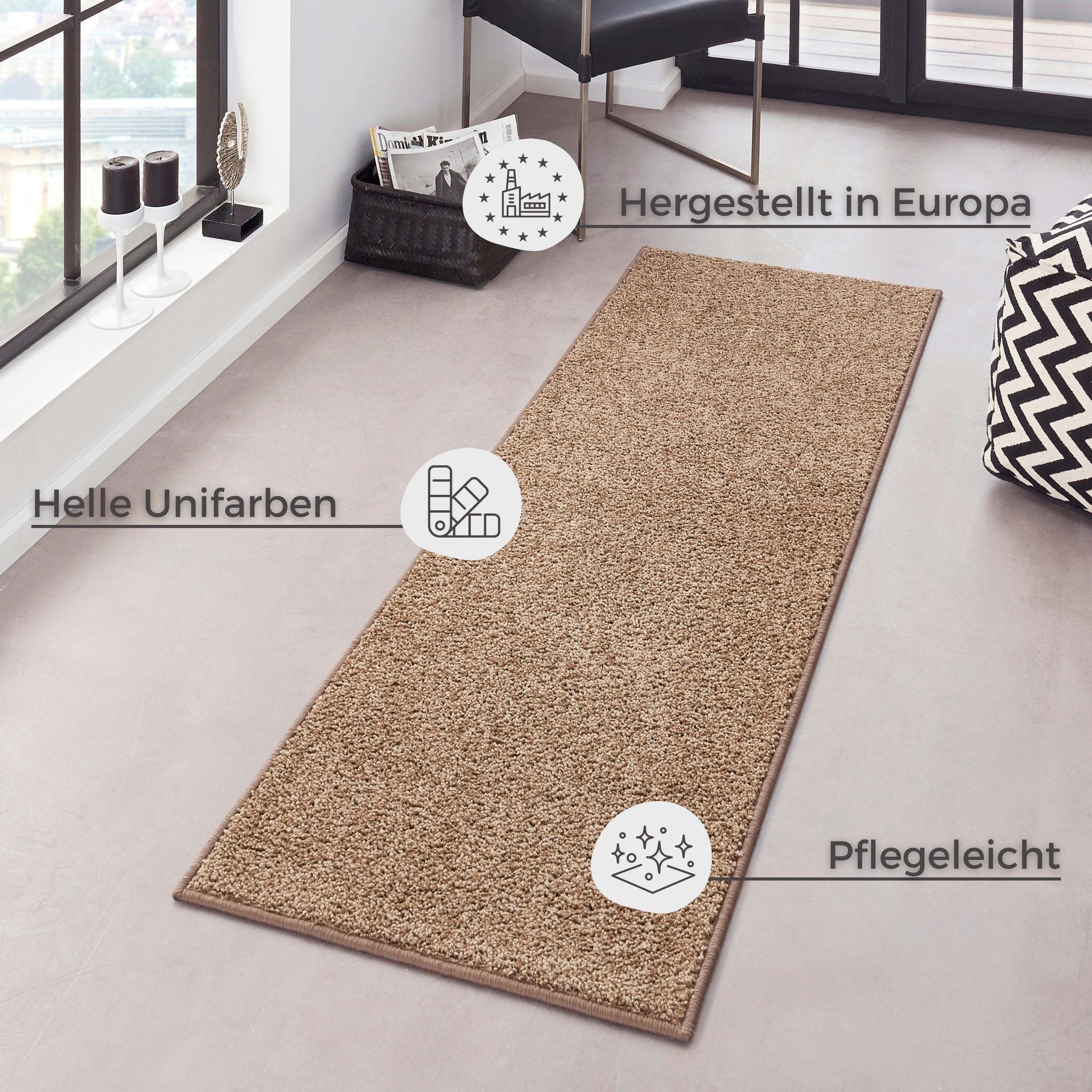 LÄUFER 80/200 cm Pure  - Hellbraun, Basics, Kunststoff (80/200cm)