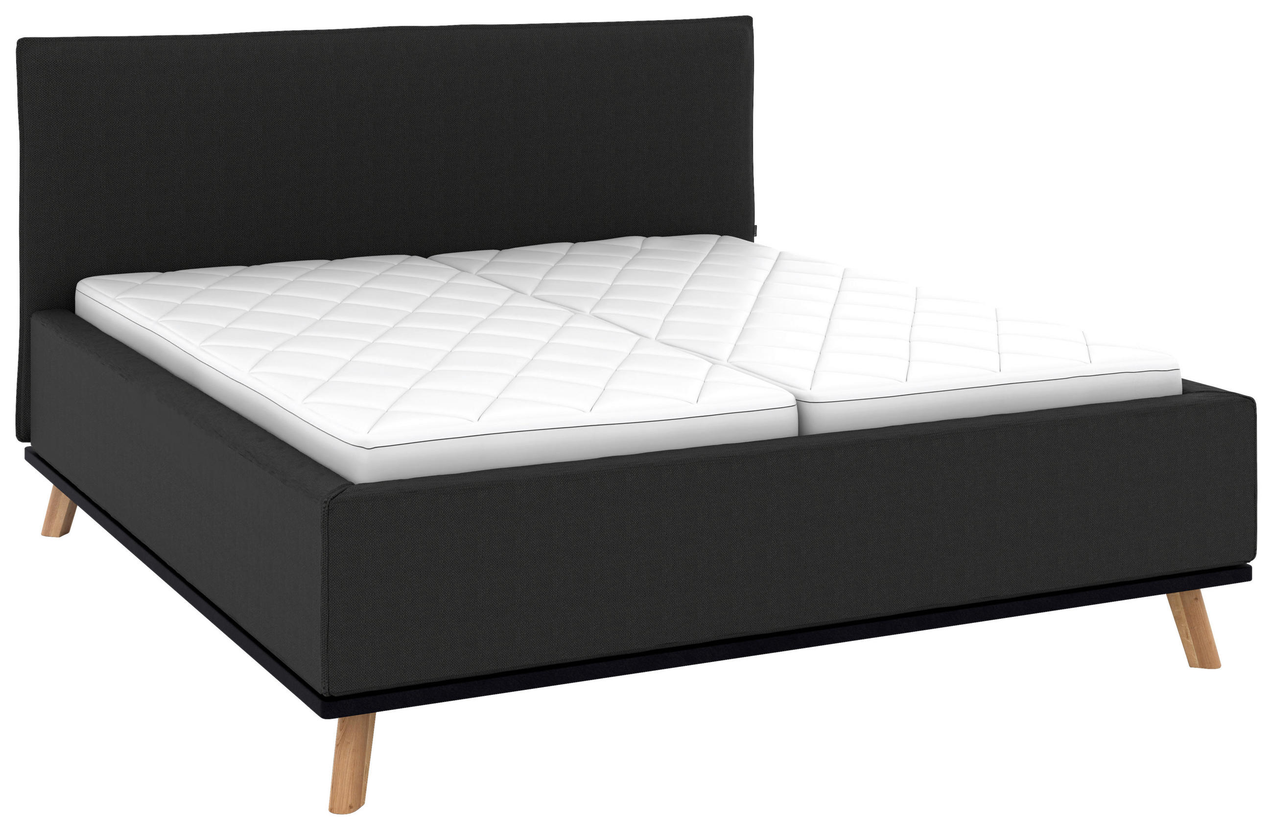 POLSTERBETT 160/200 cm,  in Anthrazit, Matratze, Lattenrost, Bettkasten, H3 + H3 = fest  - Eichefarben/Anthrazit, Design, Holz/Textil (160/200cm) - Musterring