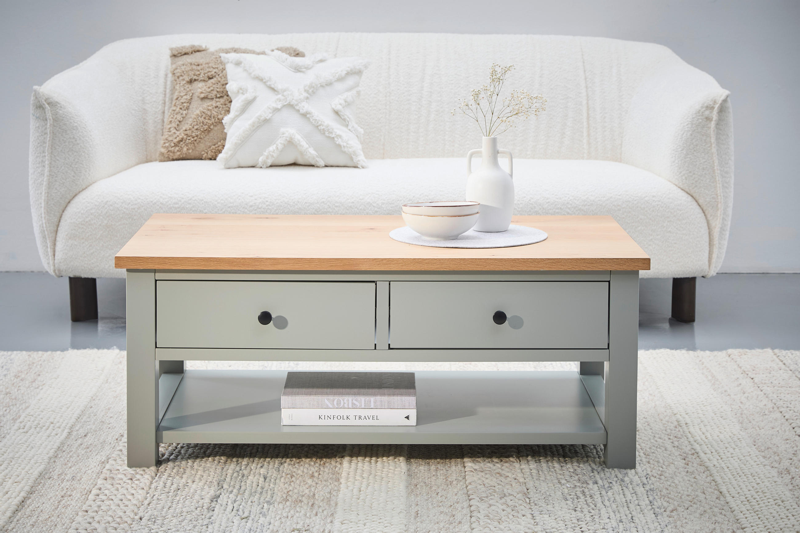 COUCHTISCH Eiche, Kiefer furniert, massiv rechteckig Grau, Naturfarben  - Silberfarben/Naturfarben, LIFESTYLE, Holz/Holzwerkstoff (110/45/60cm) - MID.YOU