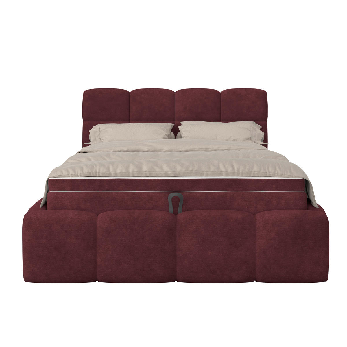 POLSTERBETT 140/200 cm,  in Bordeaux, Matratze, Bettkasten, H3 = fest  - Bordeaux/Schwarz, Trend, Kunststoff/Textil (140/200cm)