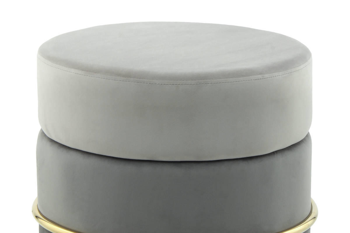 HOCKER Samt Grau, Goldfarben  - Goldfarben/Grau, Basics, Textil/Metall (48,5/46/48,5cm) - Kayoom
