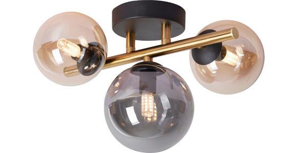 LED-WANDLEUCHTE 28/21/19 cm - Goldfarben/Bernsteinfarben, LIFESTYLE, Glas/Metall (28/21/19cm) - Dieter Knoll