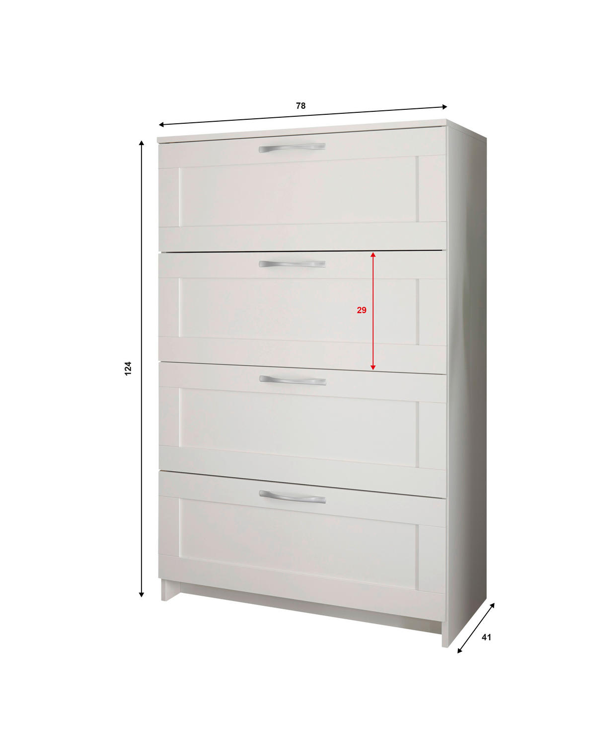 KOMMODE  in 78/124/41 cm  - Alufarben/Weiß, KONVENTIONELL, Holzwerkstoff/Metall (78/124/41cm) - Boxxx
