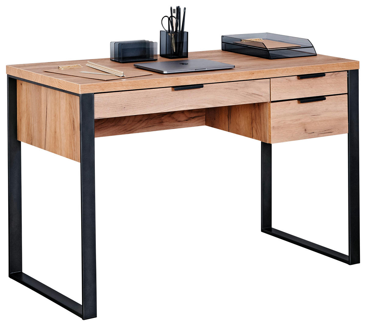 SCHREIBTISCH 120/55/76 cm  in Eichefarben  - Eichefarben/Anthrazit, MODERN, Holzwerkstoff/Metall (120/55/76cm) - Novel