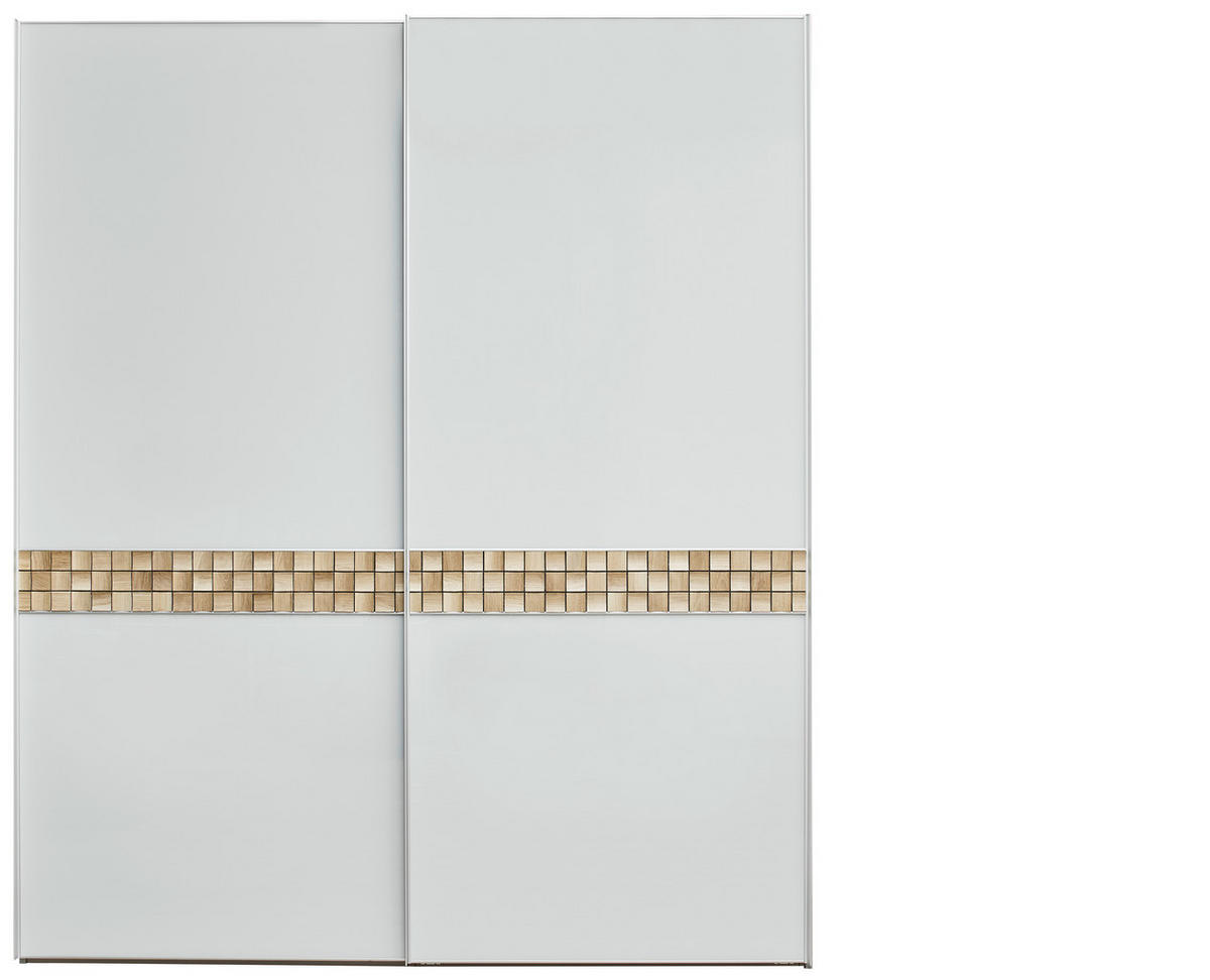 SCHWEBETÜRENSCHRANK in Grau, Eichefarben  - Eichefarben/Alufarben, Design, Glas/Holz (200/240/68cm) - Dieter Knoll