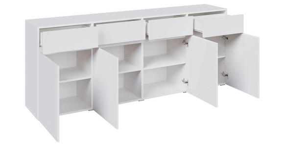 SIDEBOARD  200/79,6/39,8 cm 4 Schublade(n)  - Silberfarben/Weiß, Design, Holzwerkstoff/Kunststoff (200/79,6/39,8cm) - Xora