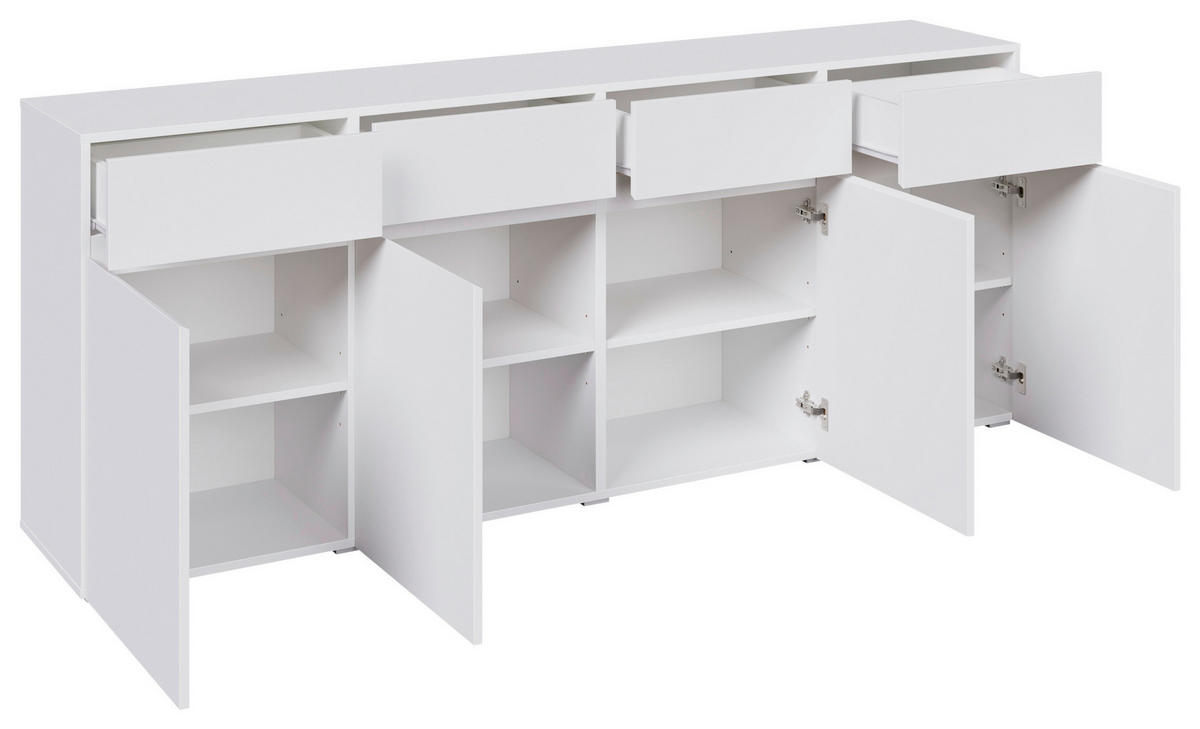 SIDEBOARD  200/79,6/39,8 cm 4 Schublade(n)  - Silberfarben/Weiß, Design, Holzwerkstoff/Kunststoff (200/79,6/39,8cm) - Xora