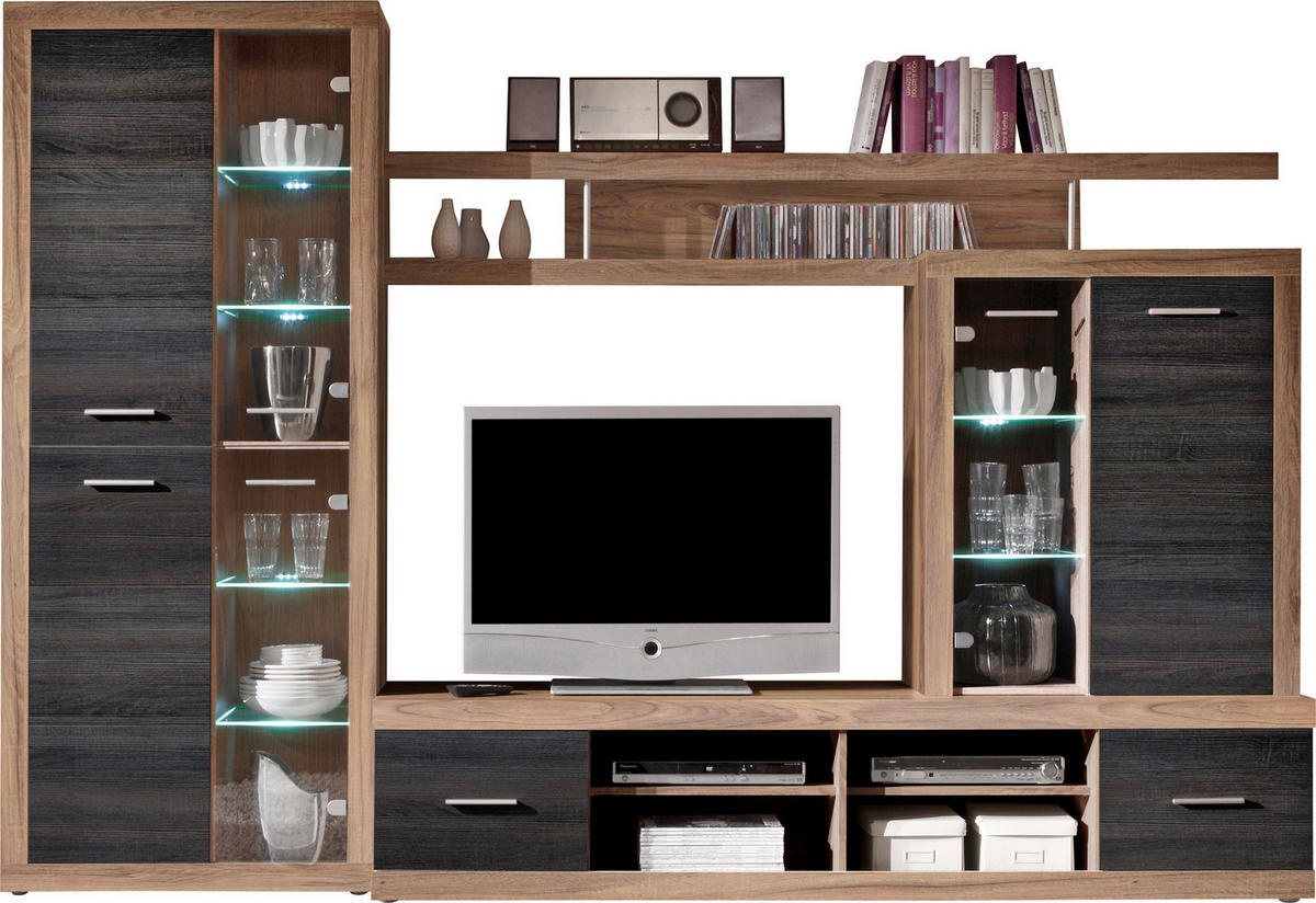 Set Mobila Living, nucă, 285/195/40 cm - nucă, Design, material pe bază de lemn (285/195/40cm) - Xora