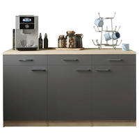 KÜCHENUNTERSCHRANK 150/85/60 cm  in Grau, Eichefarben  - Eichefarben/Silberfarben, Basics, Holzwerkstoff/Metall (150/85/60cm) - Respekta