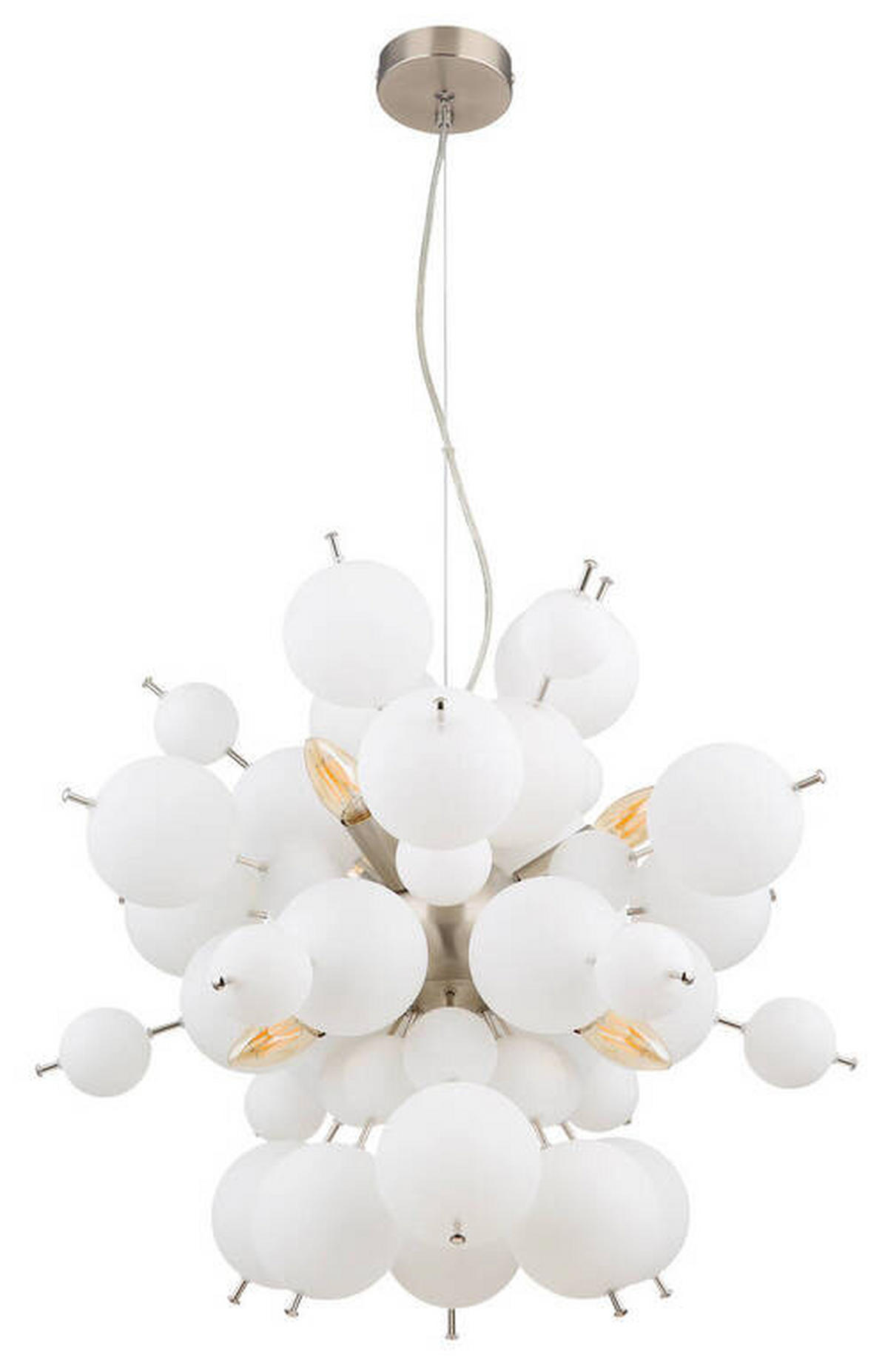 HÄNGLAMPA 55/150 cm  - nickelfärgad, Design, metall/glas (55/150cm) - Globo