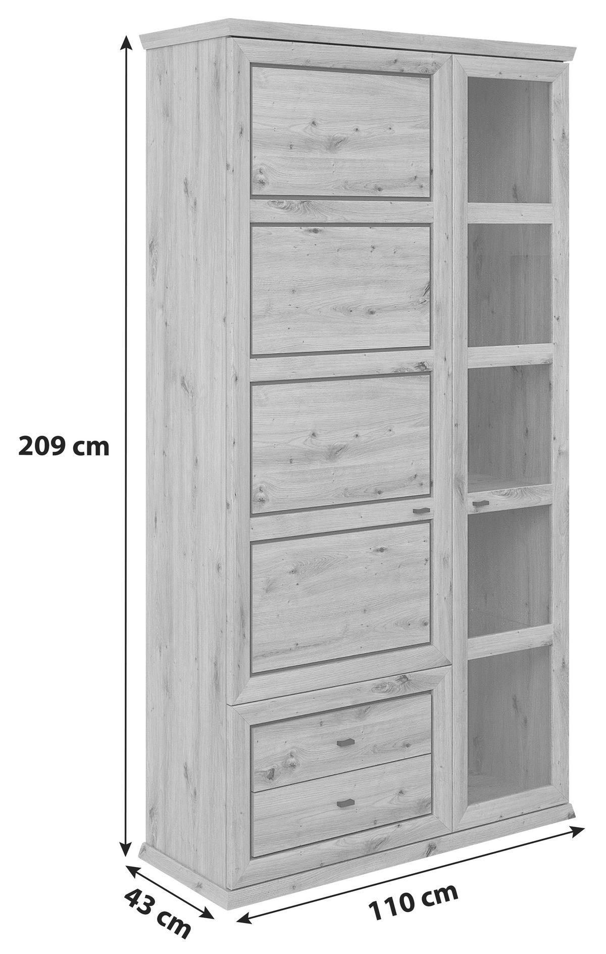VITRINA, antracit, barve hrasta - barve hrasta/antracit, Konvencionalno, kovina/steklo (110/209/43cm) - Livetastic