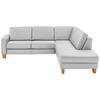 ECKSOFA in Echtleder Weiss  - Eiche Bianco/Weiss, Natur, Leder/Holz (257/235cm) - Valdera