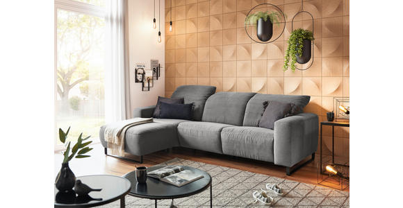 ECKSOFA  in Cord Dunkelgrau  180/266 cm  - Dunkelgrau/Schwarz, KONVENTIONELL, Textil/Metall (180/266cm) - Hom`in
