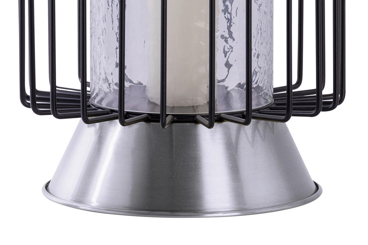 KERZENHALTER - Silberfarben/Schwarz, Trend, Glas/Metall (22.5/22.5/40cm) - Kayoom
