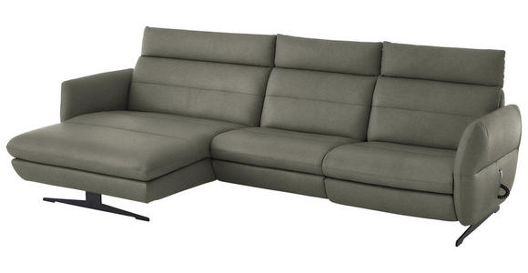 ECKSOFA in Echtleder Grau 169/298 cm - Schwarz/Grau, Design, Leder/Metall (169/298cm) - Dieter Knoll