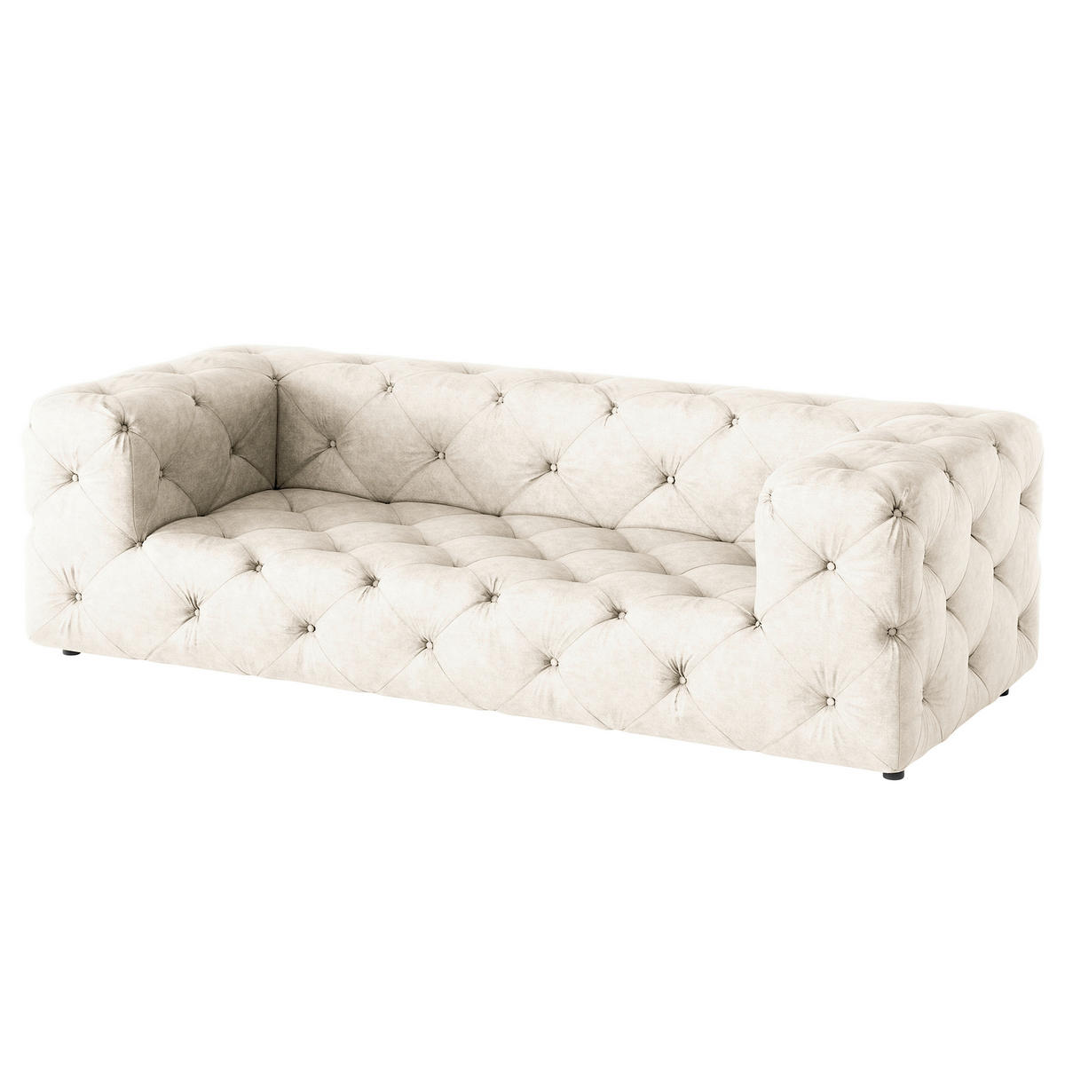 3-SITZER-SOFA Fresco Mikrofaser Creme  - Creme/Schwarz, Design, Kunststoff/Textil (230/71/100cm) - P & B