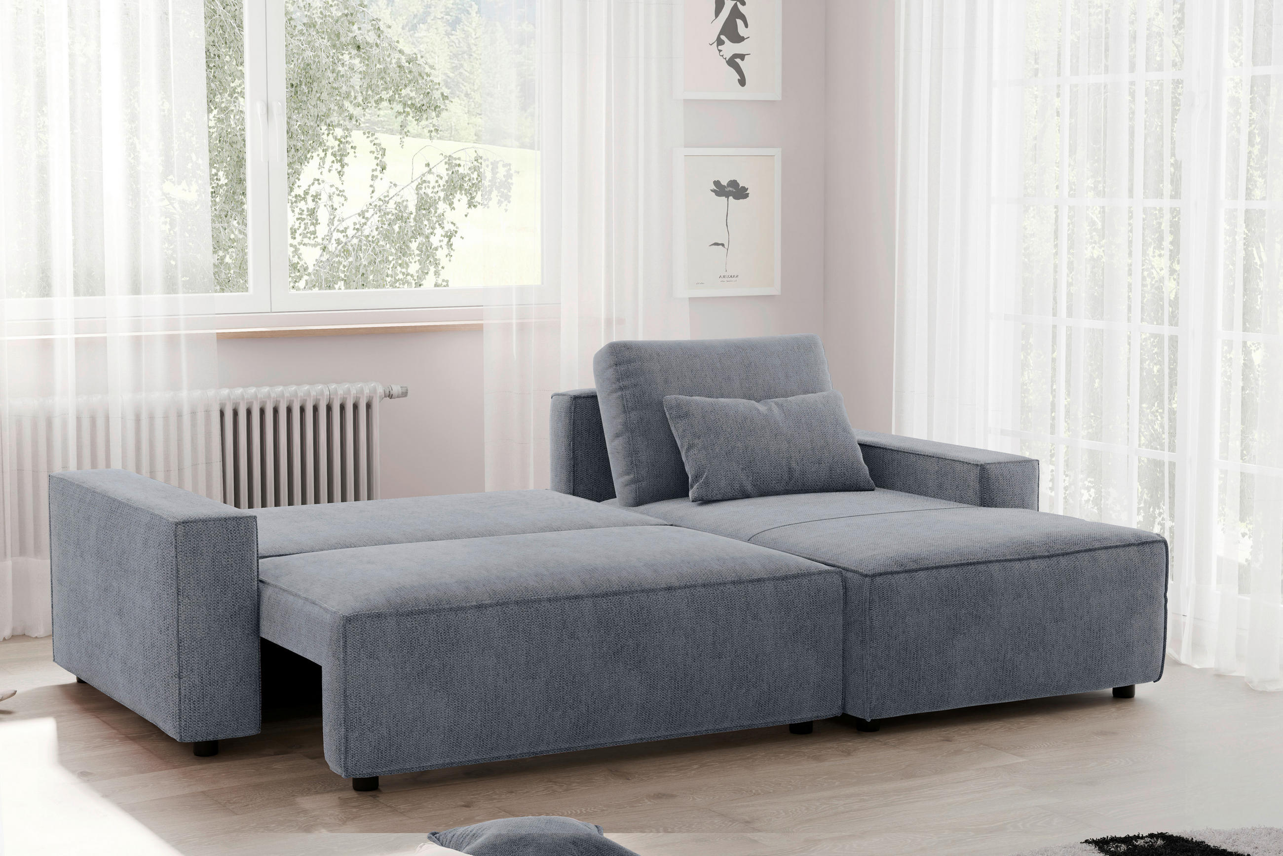 Thumbnail - Livetastic Eckschlafsofa, Anthrazit, Textil, Uni, 4-Sitzer, Füllung: Schaumstoff, 247x154 cm, seitenverkehrt erhältlich,...