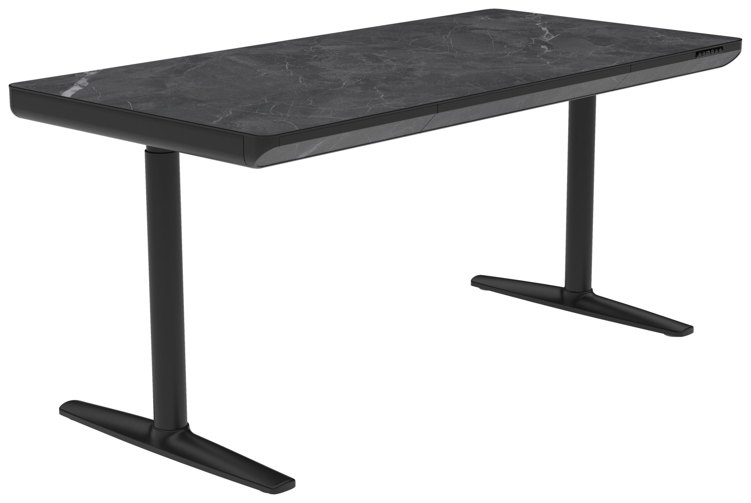 Novel Schreibtisch Schwarz, Dunkelgrau 80x73-118x160 cm