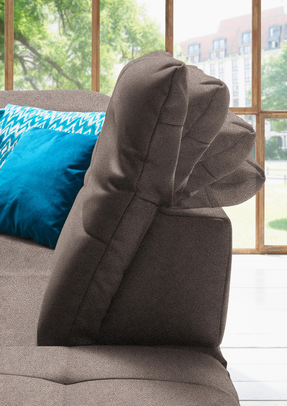 WOHNLANDSCHAFT  in Mikrofaser Graubraun  - Chromfarben/Graubraun, Design, Textil (195/371/260cm) - Beldomo Style