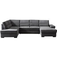 WOHNLANDSCHAFT in Flachgewebe Anthrazit  - Dunkelbraun/Anthrazit, KONVENTIONELL, Kunststoff/Textil (183/319/166cm) - Cantus