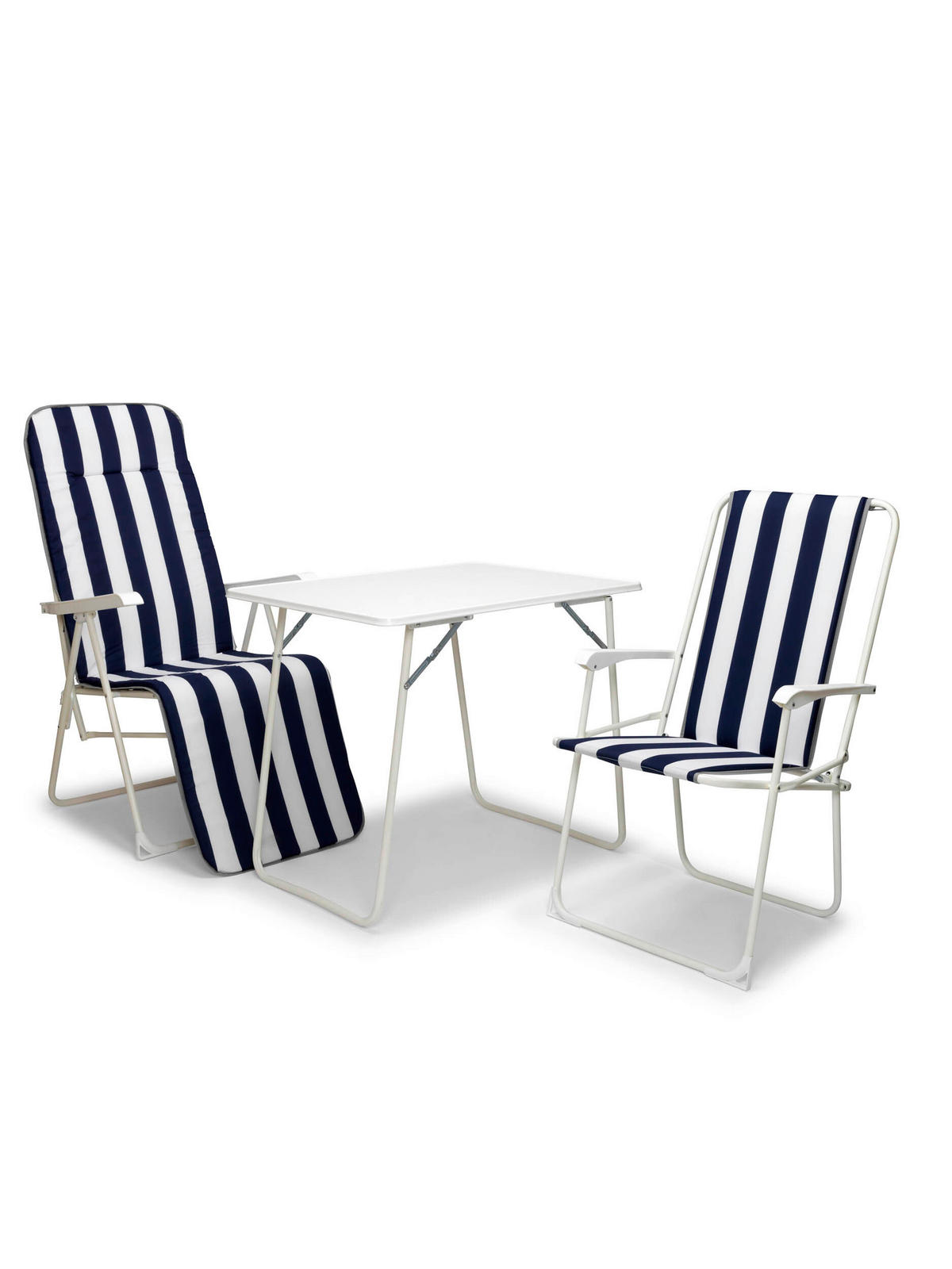 SONNENLIEGE 58/108/75 cm  - Blau/Weiß, Basics, Textil/Metall (58/108/75cm)