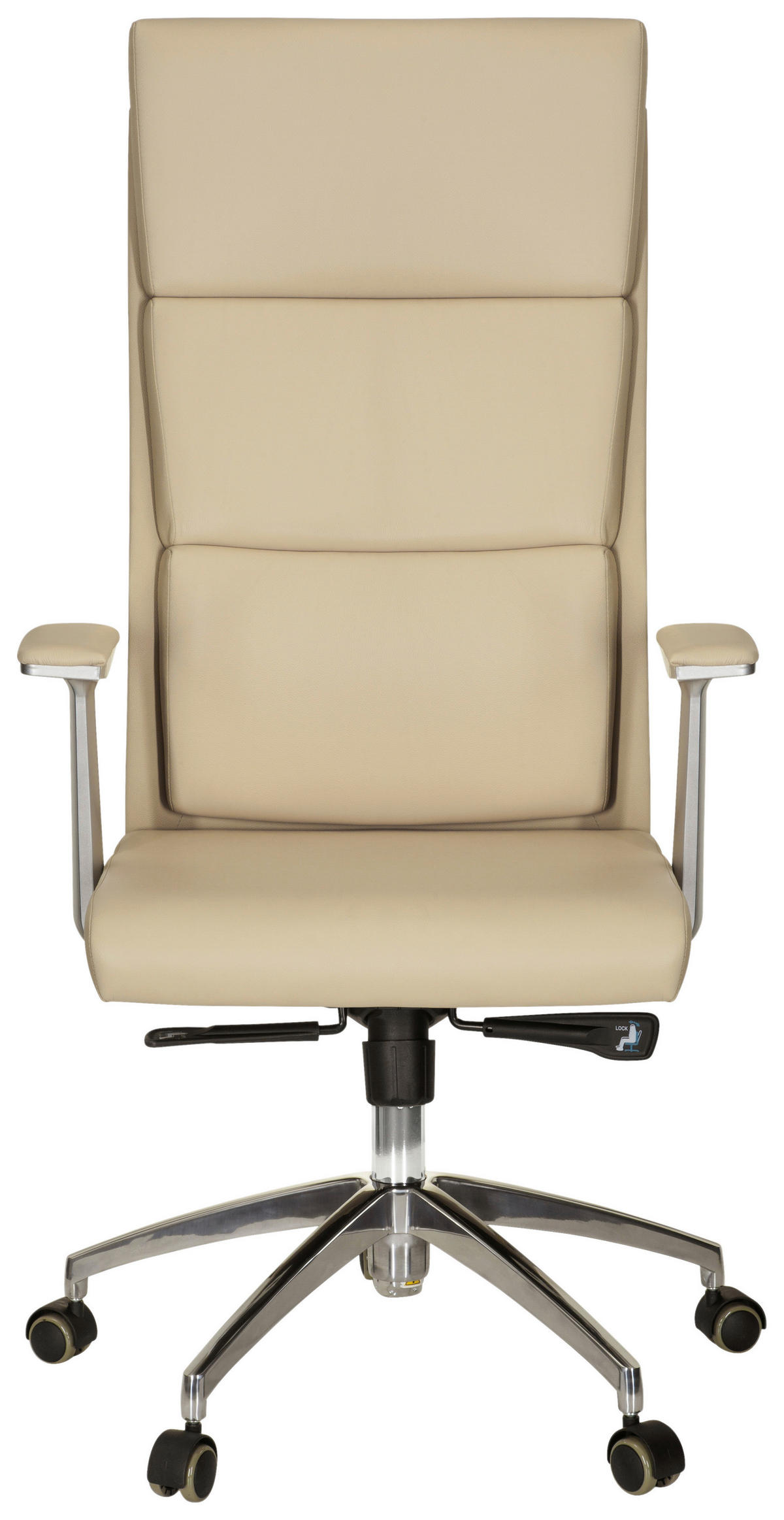 KONTORSSTOL  i läderimitation silver, beige  - beige/silver, Modern, metall/läder (60/131/52cm) - MID.YOU