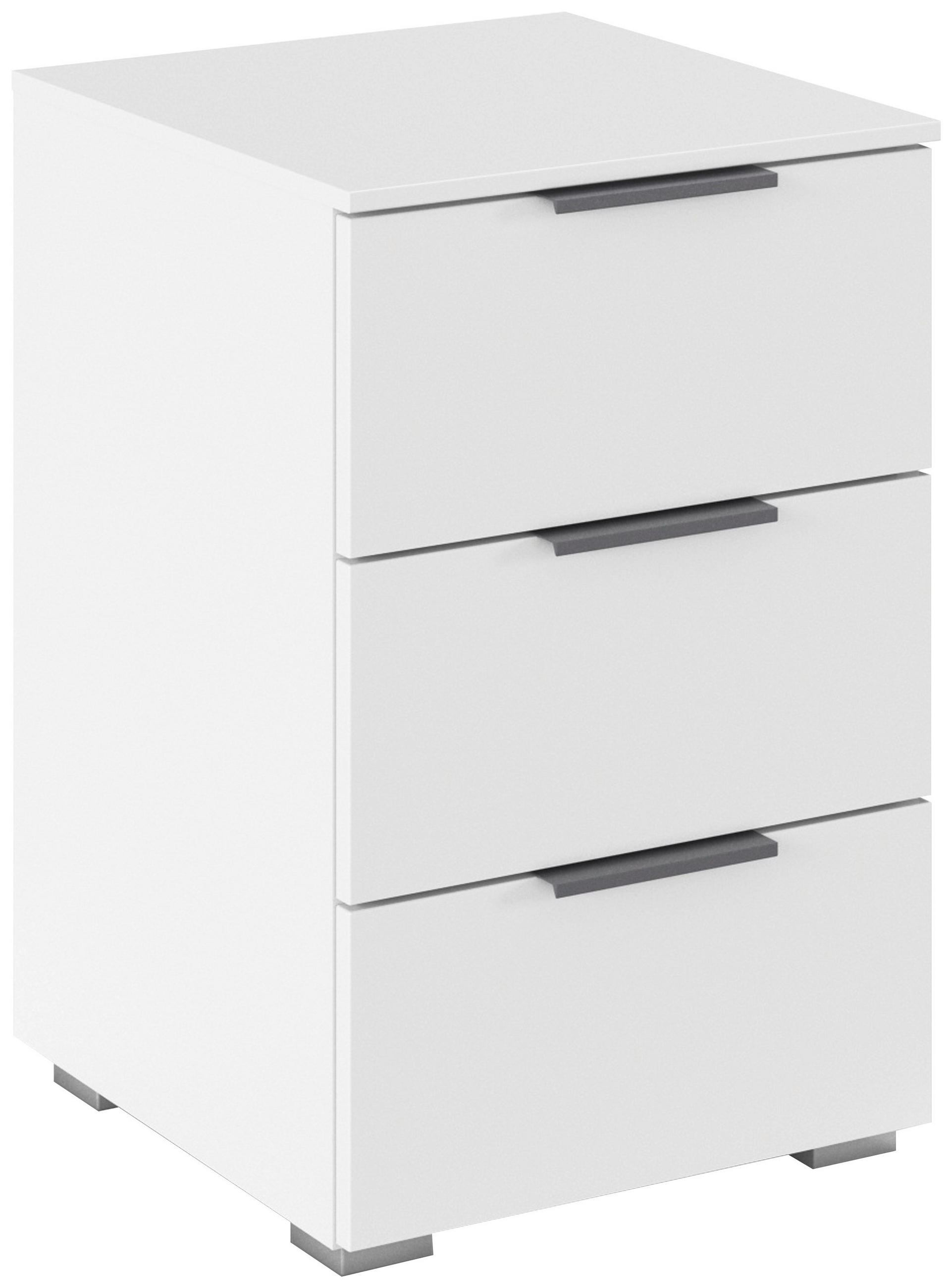 NACHTSCHRANK 40/61/42 cm, Weiß,  - Alufarben/Weiß, MODERN, Holzwerkstoff (40/61/42cm) - Rauch Möbel