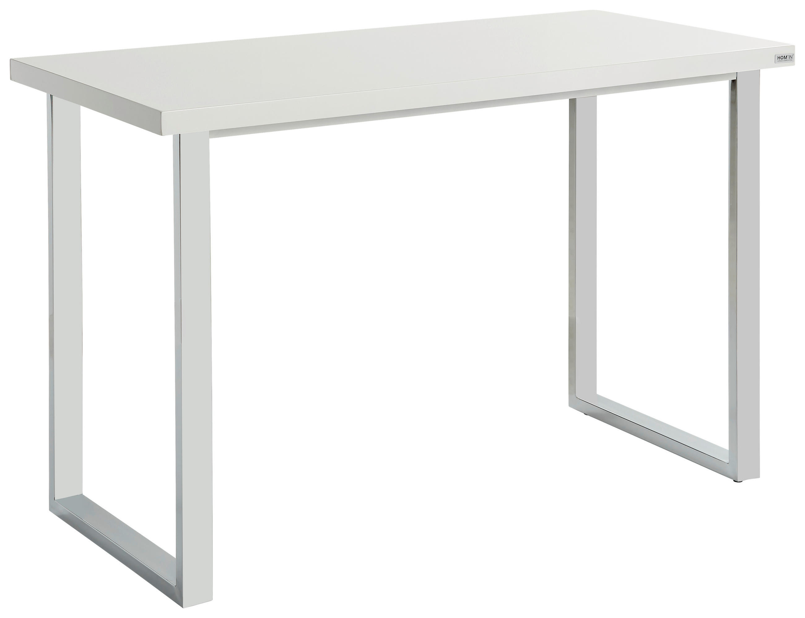 SCHREIBTISCH 120/60/76 cm Weiß Hochglanz  - Weiß Hochglanz/Silberfarben, Design, Holzwerkstoff/Metall (120/60/76cm) - Hom`in