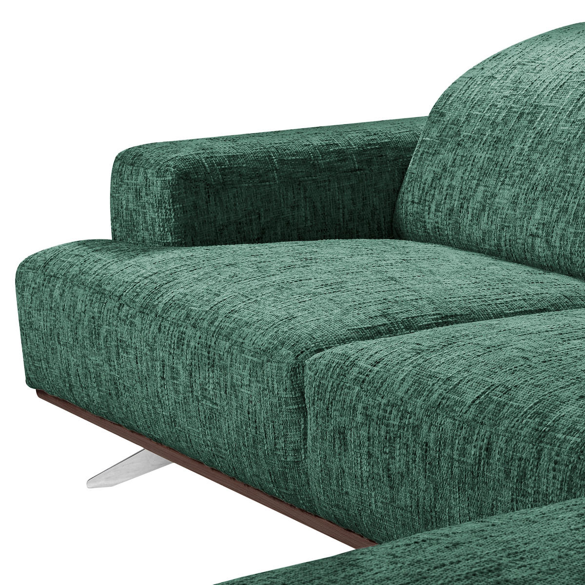 ECKSOFA PORTLAND in Struktur Grün Kopfteilverstellung  295/187 cm  - Chromfarben/Grün, Design, Holz/Textil (295/187cm) - Livetastic