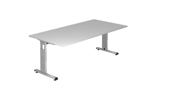 SCHREIBTISCH höhenverstellbar  - Silberfarben/Grau, KONVENTIONELL, Holzwerkstoff/Metall (200/100/65-85cm) - Venda