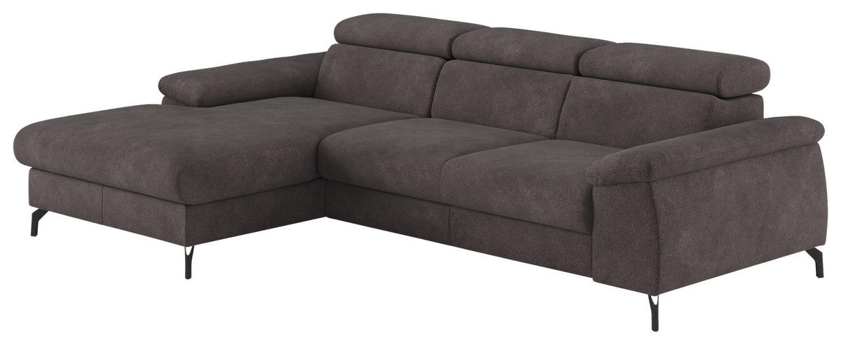 ECKSOFA in Webstoff Anthrazit  - Anthrazit/Schwarz, Design, Textil/Metall (166/244cm) - Livetastic