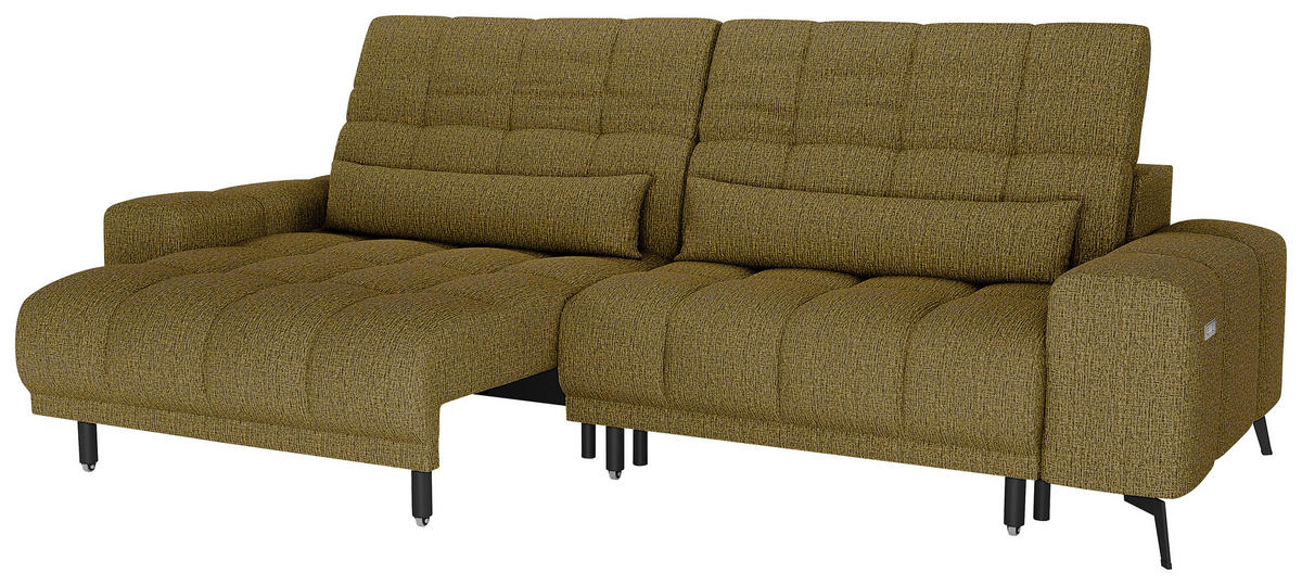 BIGSOFA Chenille Olivgrün  - Schwarz/Olivgrün, MODERN, Textil/Metall (300/112/121cm) - Xora