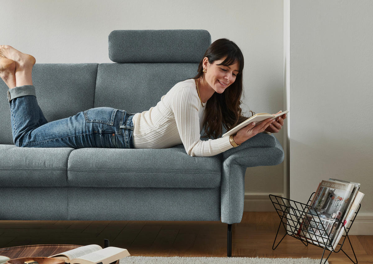 ECKSOFA in Flachgewebe Blaugrau  190/241 cm  - Blaugrau/Schwarz, KONVENTIONELL, Textil/Metall (190/241cm) - Beldomo Comfort