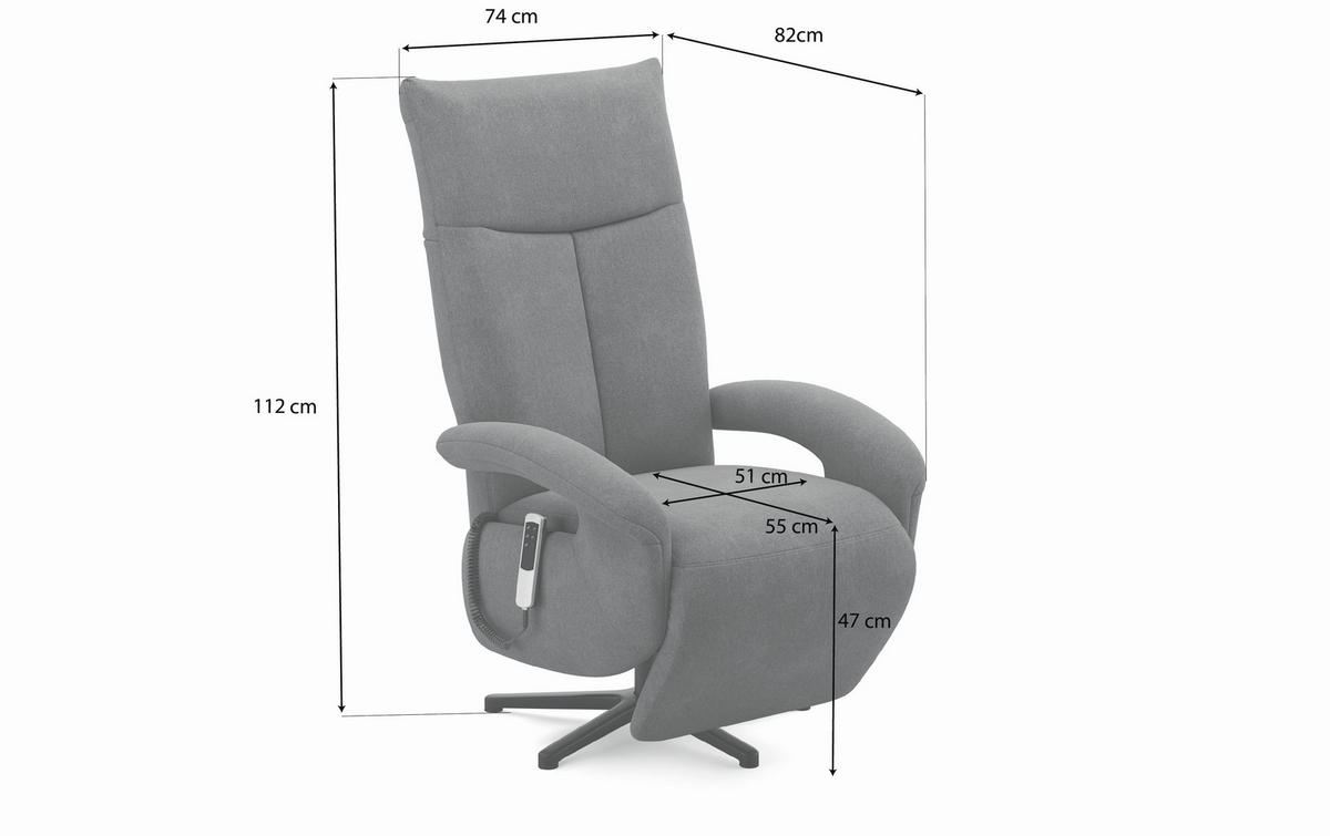 SESSEL in Flachgewebe Hellgrau  - Hellgrau/Schwarz, Modern, Textil/Metall (74/112/82cm) - Sit & More