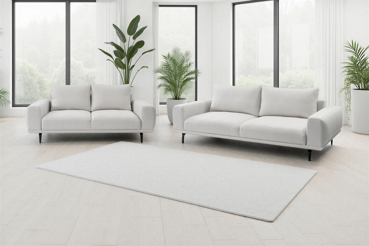 2-SITZER-SOFA Webstoff Creme  - Creme/Schwarz, MODERN, Textil/Metall (202/89/115cm) - MID.YOU