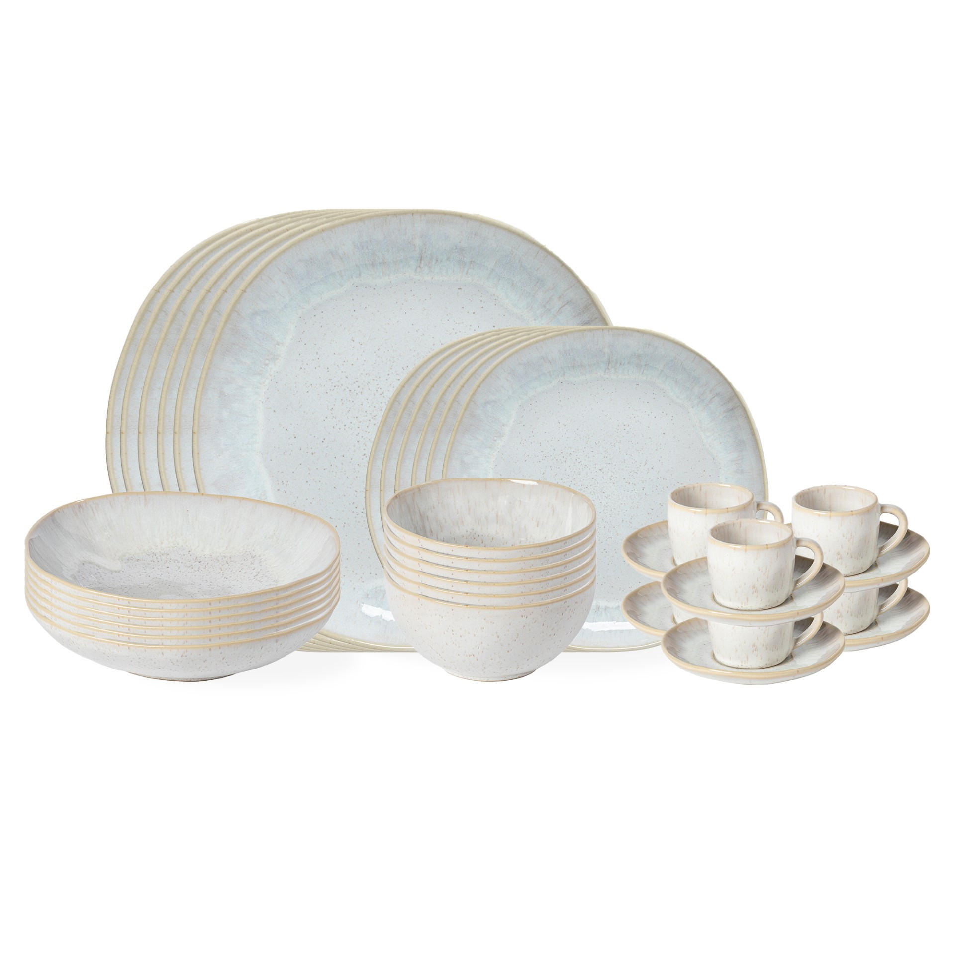 KOMBISERVICE Creme, Weiß Hochglanz EIVISSA 30-teilig 6 Personen  - Weiß Hochglanz/Creme, Basics, Keramik - Costa Nova