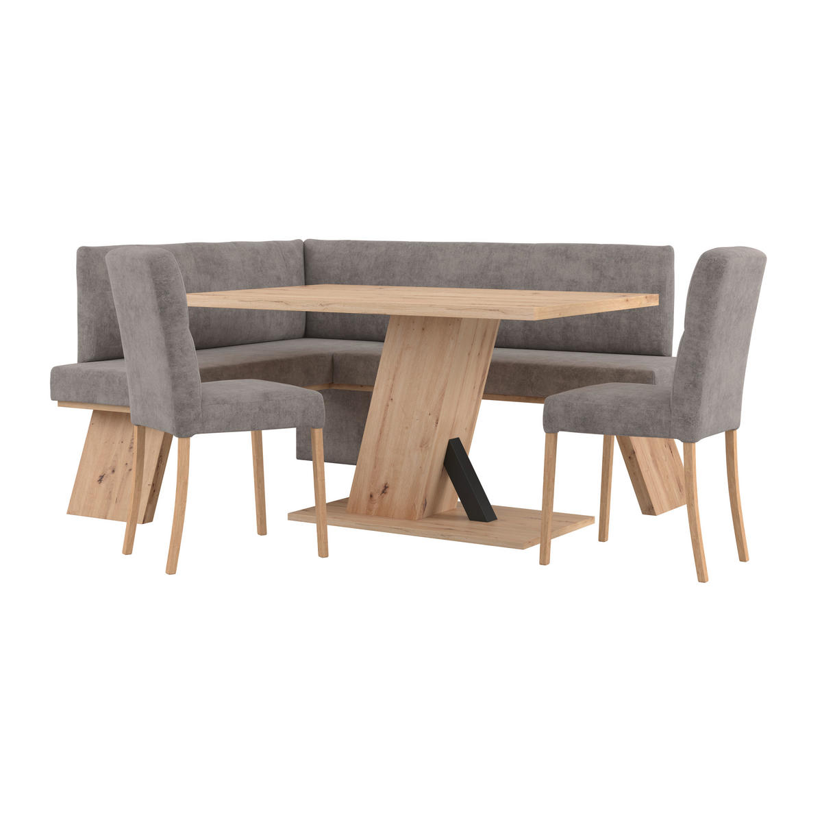 Eckbank Emma II 140/160 cm Webstoff Grau   - Eichefarben/Grau, KONVENTIONELL, Textil (140/160cm) - Livetastic