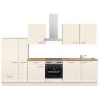 KÜCHENBLOCK 330 cm   in Eichefarben, Magnolie  - Edelstahlfarben/Eichefarben, MODERN, Holzwerkstoff/Metall (330cm) - Nobilia