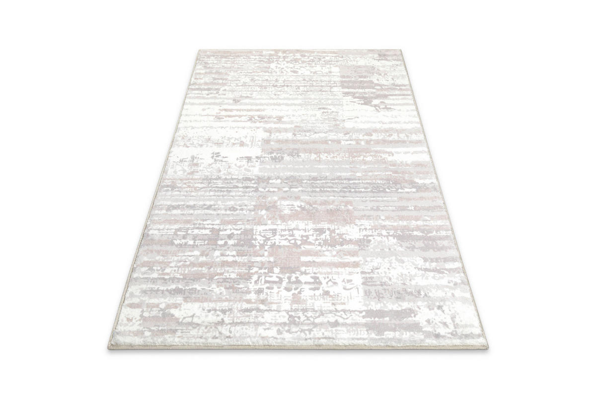 BADTEPPICH Weiß, Greige 80/150 cm  - Greige/Weiß, Design, Kunststoff/Textil (80/150cm) - WECON HOME